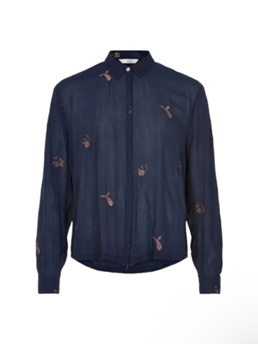 NWT NUMPH Numethaven Sapphire Embroidered Button Up Blouse L